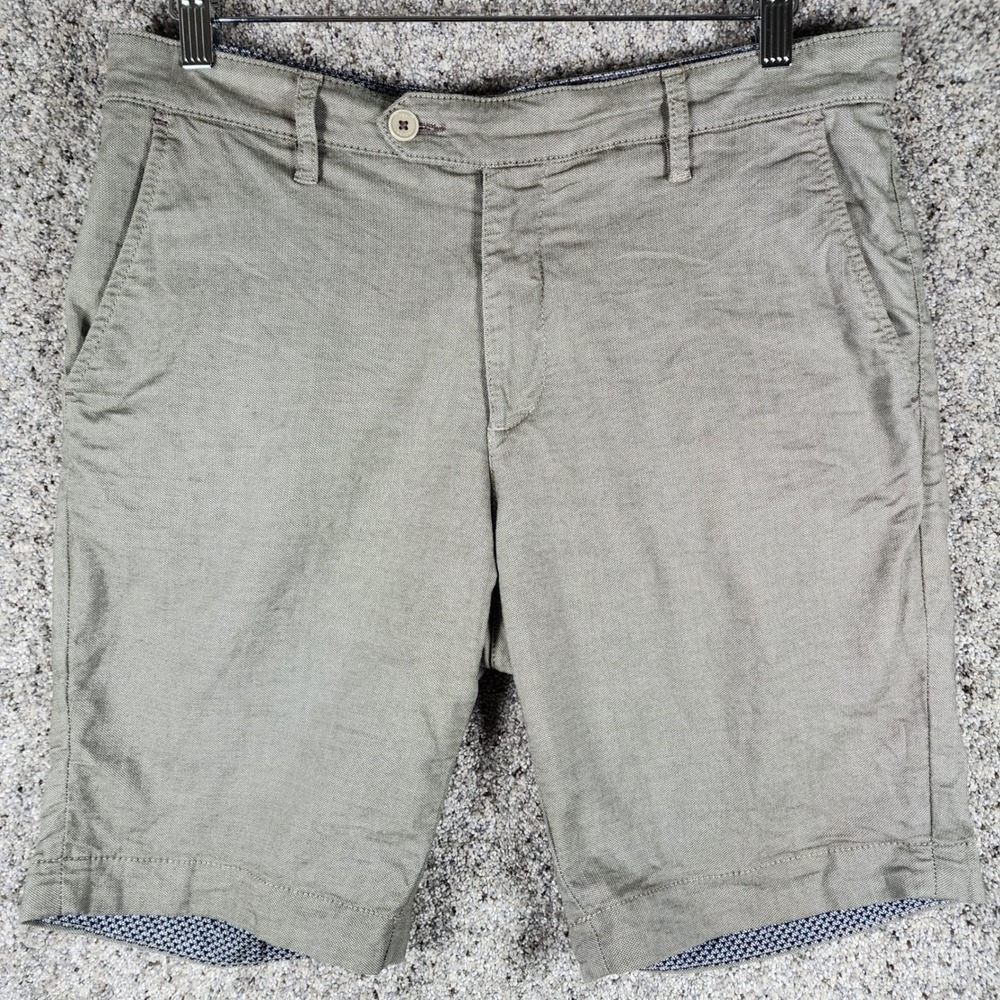 Ted Baker Chino Shorts Mens 32R Olive Green Micro Texture Excellent
